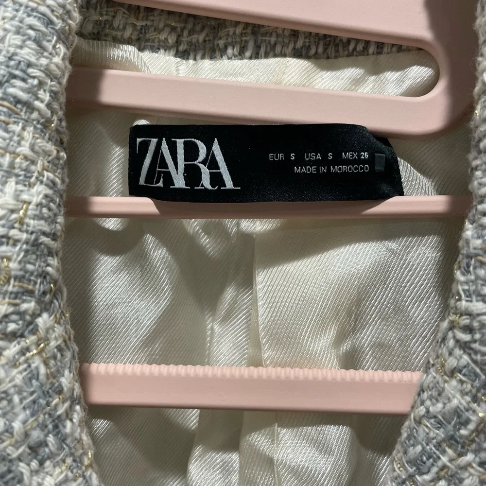 Zara MulticolorTweed Double-Breasted Blazer Size S - Picture 5 of 5